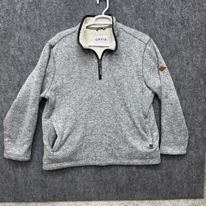 Orvis Sherpa Lined gray Pullover  shirt sweater 1/4 zip Men's size 2XL